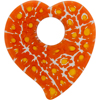 Millefiori Flat Heart Pendant 45mm Orange Lace, Murano Glass