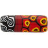 Mosaic Patterned Murano Glass Bead, 40mm Tube, Red & Black
