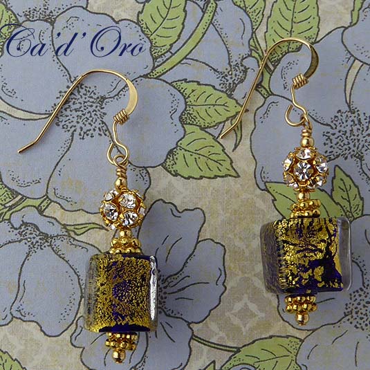 Ca'd'Oro Cobalt Blue Gold Foil Earrings