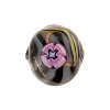 Black Painted Fiorato Daisy Round 14mm, Murano Glass Bead