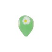 Murano Glass Heart Bead Green Background with Daisy Mosaic Side View 