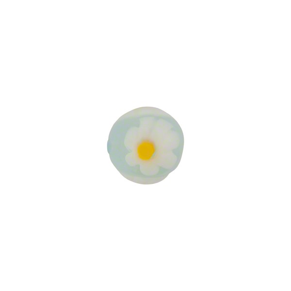 Celeste (Pale Aqua Blue) Opaline Murano Glass Margherita (Daisy) Bead, 8mm 