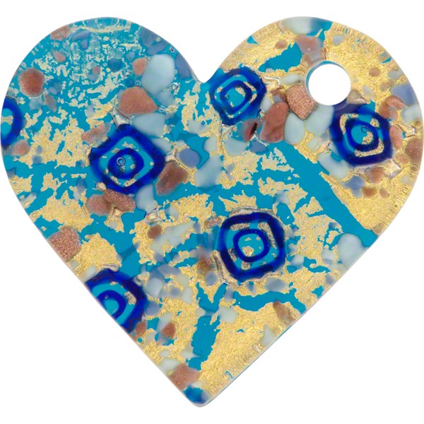 Authentic Murano Glass Fused Pendant Heart 
