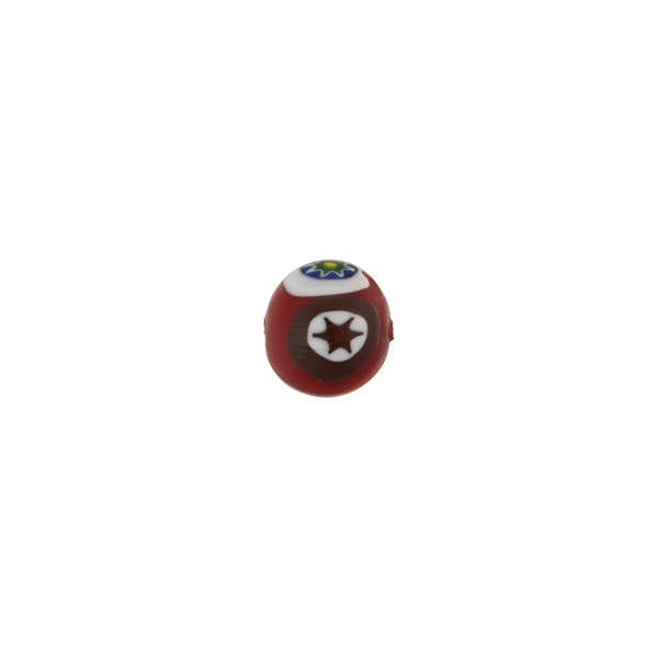 Ruby Multi Millefiori Round 6mm Murano Glass Bead 