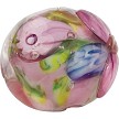 Murano Glass Lampwork Bead with Pink Butterfly and Clear Glass Overlay 