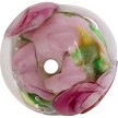 Handmade Venetian Glass Bead with Blue and White Millefiori Flowers 