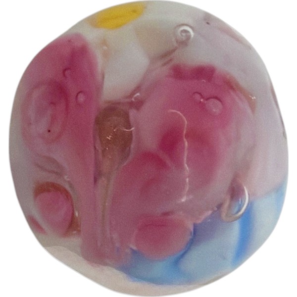 Authentic Murano Glass Butterfly Bead White Millefiori Daisy Pink Butterfly 14mm 