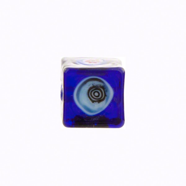 Murano Glass Bead Multi Millefiori Cubes 10mm Transparent Cobalt 