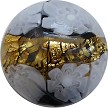 Venetian Glass Bead Lace and Flowers 24kt Gold Foil Disc 