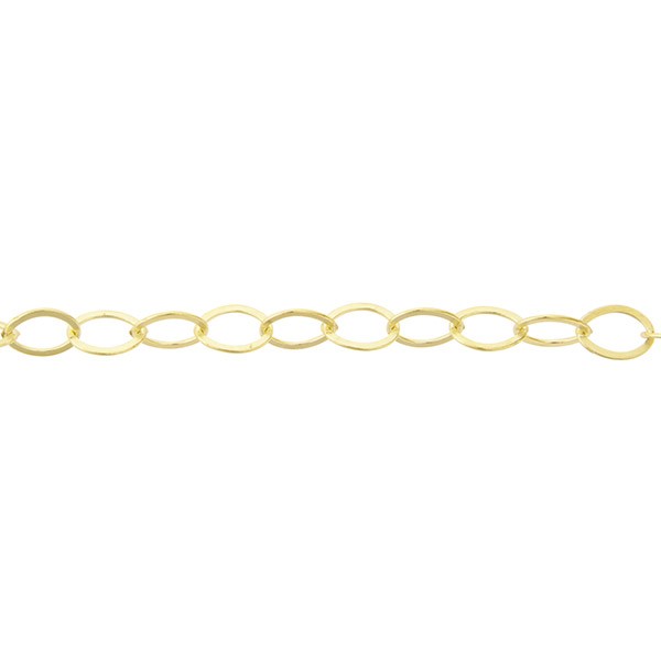 Natural Brass 7.4mm Flat Oval Cable Chain 